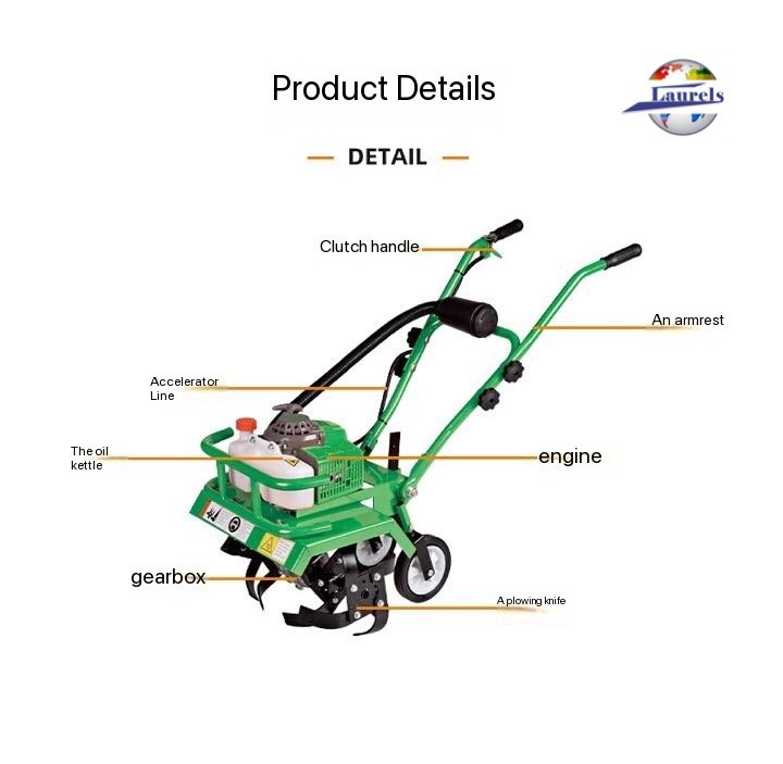 small rotary tiller, micro cultivator, trencher, plougher, two-stroke, gasoline - Image 3